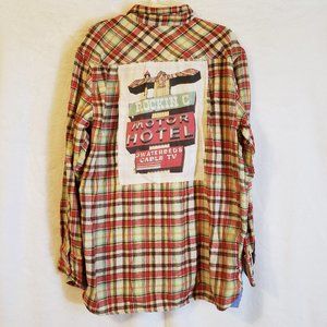 Plaid Patchwork Flannel Rock and Roll Button Down shirt